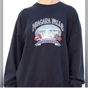 Brandy Melville/John Galt Navy Niagara Falls Cotton Retro Sweatshirt